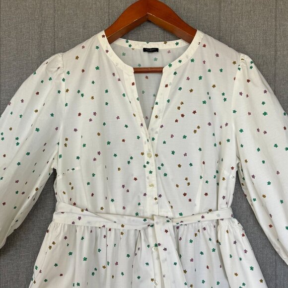 Talbots 100% Cotton Poplin; Blissful Floral Puff Sleeve Midi Shirt Dress Size 18 - Picture 6 of 16